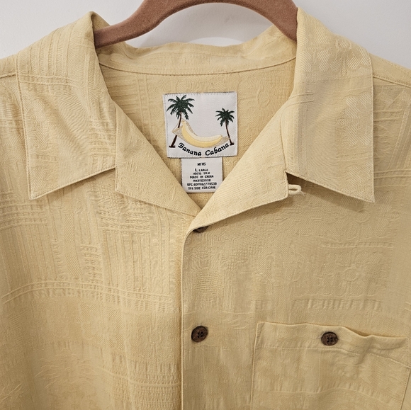 NWOT - Banana Cabana Yellow Silk Camp Shirt - Size L - Picture 5 of 8